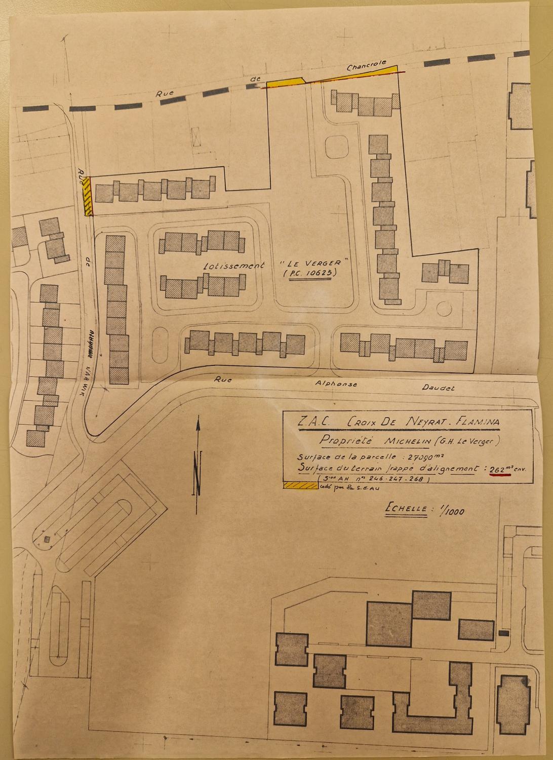 Plan-masse du lotissement Le Verger dans la cité ouvrière de Croix-de-Neyrat