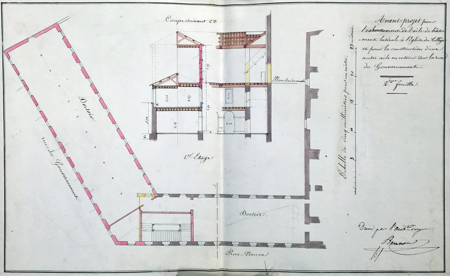 Collège de jésuites, dit Royal-Dauphin, puis école centrale, lycée impérial, collège royal, lycée de jeunes filles, actuellement cité scolaire Stendhal