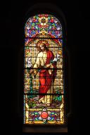 Ensemble de 3 verrières mixtes : Christ, Saint Sennen, Saint Louis (baies n° 0, 1, 2)
