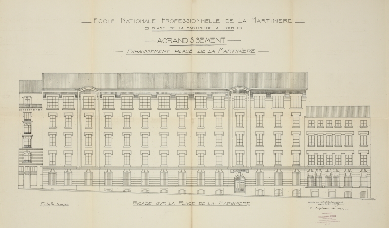 Couvent des Augustins, puis gendarmerie, puis école professionnelle La Martinière, actuellement lycée La Martinière-Diderot, site des Terreaux