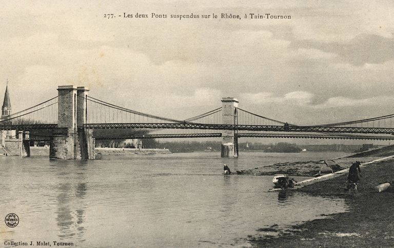 Pont routier de Tournon, puis passerelle (détruit) ; culée (vestiges)