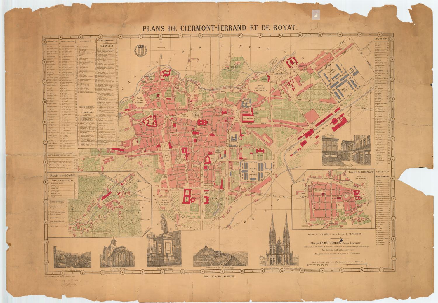 Plan de Clermont-Ferrand et de Royat