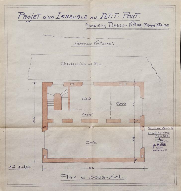 Maison et café Au Petit Charmant, puis maisons et cafés, puis maison et immeuble, dit immeuble Besson, et café Aix Plage