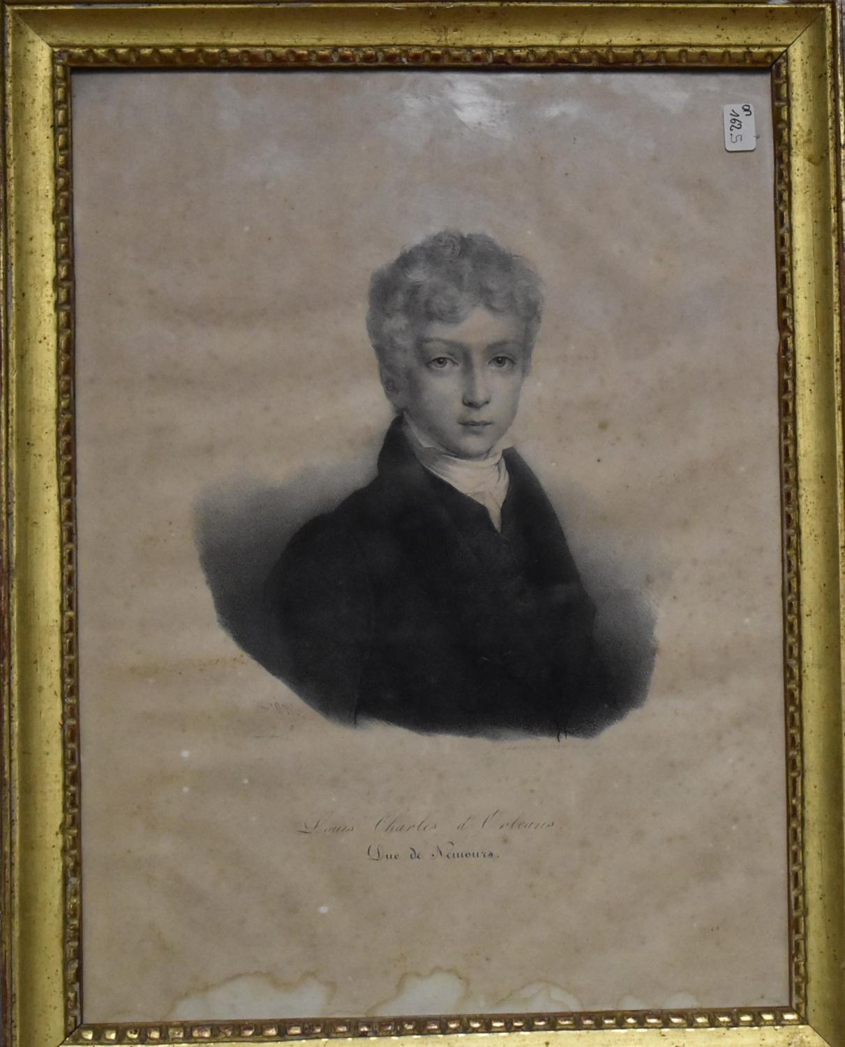 Estampe - Portrait de Louis d'Orléans duc de Nemours (1814-1896), enfant