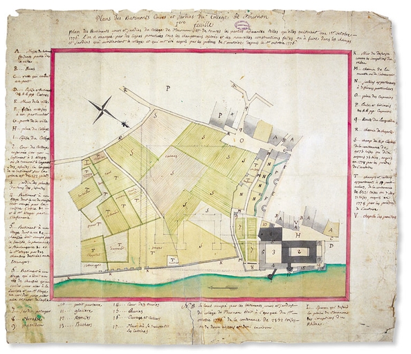 Plan des bâtiments, cours et jardins du collège, 1er octobre 1776 (AD Ardèche, D 121)