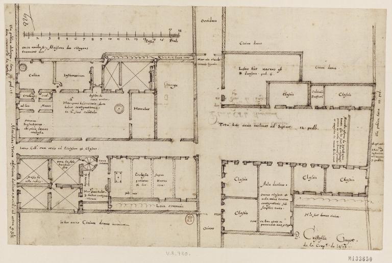 Plan du collège en 1634, par le père Christophe Guyot (BnF, Est., FOL-HD-4 (9))