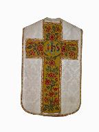 chasuble, étole, manipule, bourse de corporal, voile de calice, pale : ornement blanc n°2