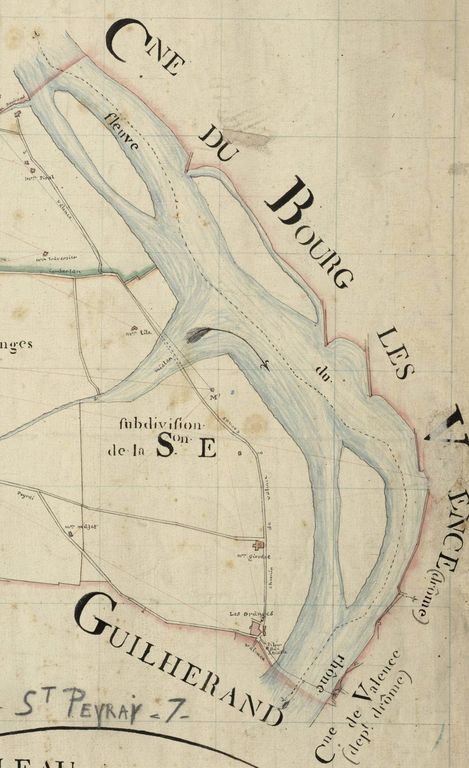 Bac, et bac à traille de Valence ou bac à traille des Granges (disparu) ; pile (vestiges)