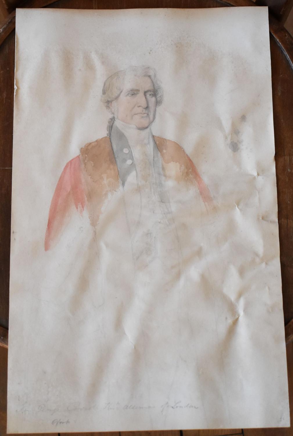 Dessin aquarellé de Jean Alaux - Étude pour le portrait de George Carroll