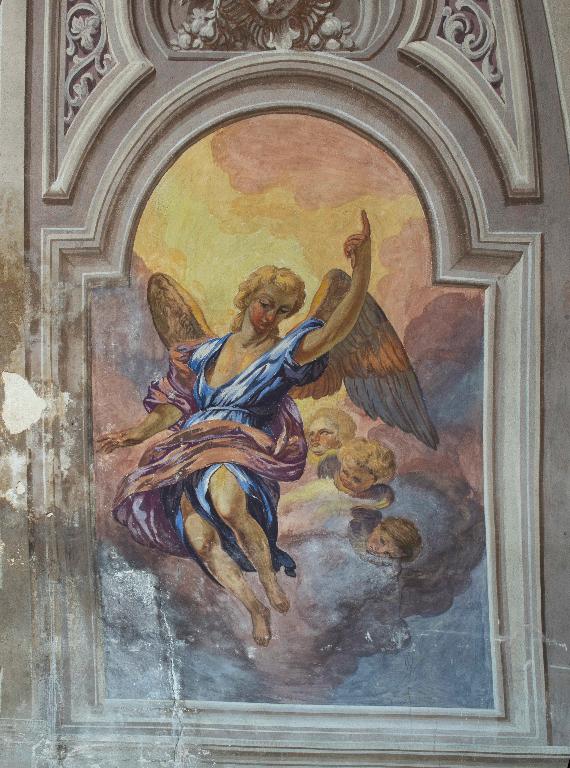 Peintures monumentales (décor d'architecture) : scènes eucharistiques, de la vie du Christ et de la Vierge, allégories