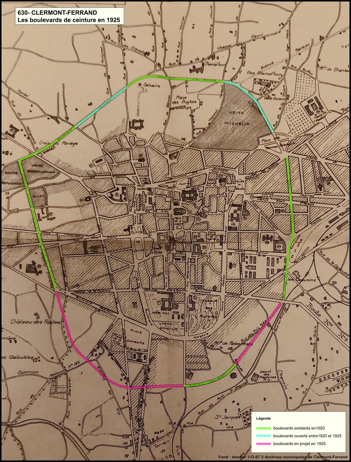 carte de Clermont-Ferrand, Royat et Chamalières