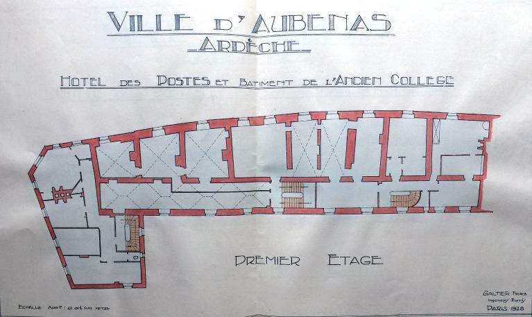 Collège de jésuites d'Aubenas (partiellement détruit), puis école secondaire, puis centre de tri postal, puis commissariat de police, actuellement immeuble à logements