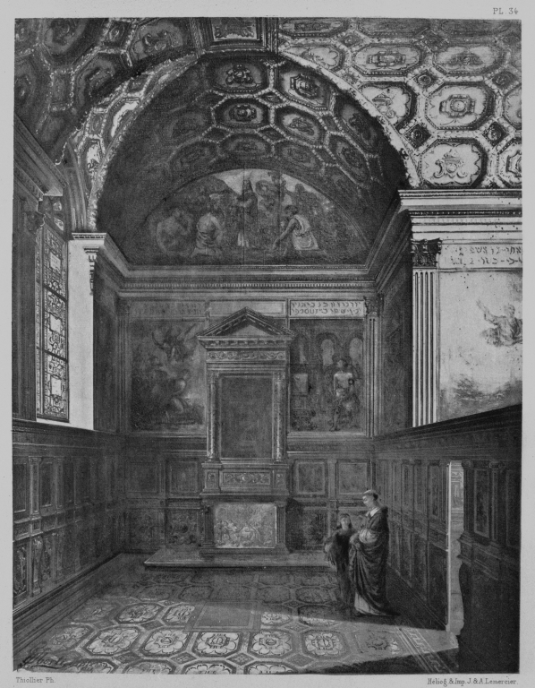 Tableau : vue intérieure de la chapelle de la Bastie avant son démantèlement