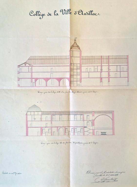 Collège de jésuites d'Aurillac, puis collège communal, lycée de garçons, école primaire supérieure de jeunes filles, collège moderne et technique de jeunes filles, actuellement collège Jeanne-de-La-Treilhe
