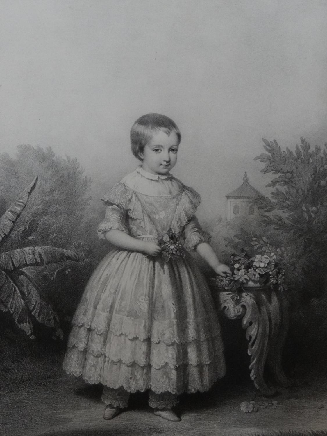 Lithographie de Léon Noël - Portrait d'Isabelle d'Orléans enfant