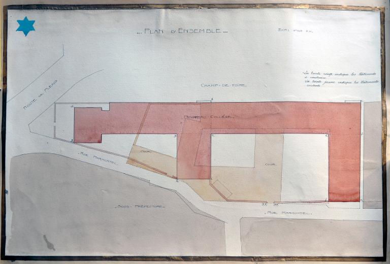 Plan masse : état des bâtiments existant et bâtiments projetés, [1922]. (A Lycée Marmontel, CDI)