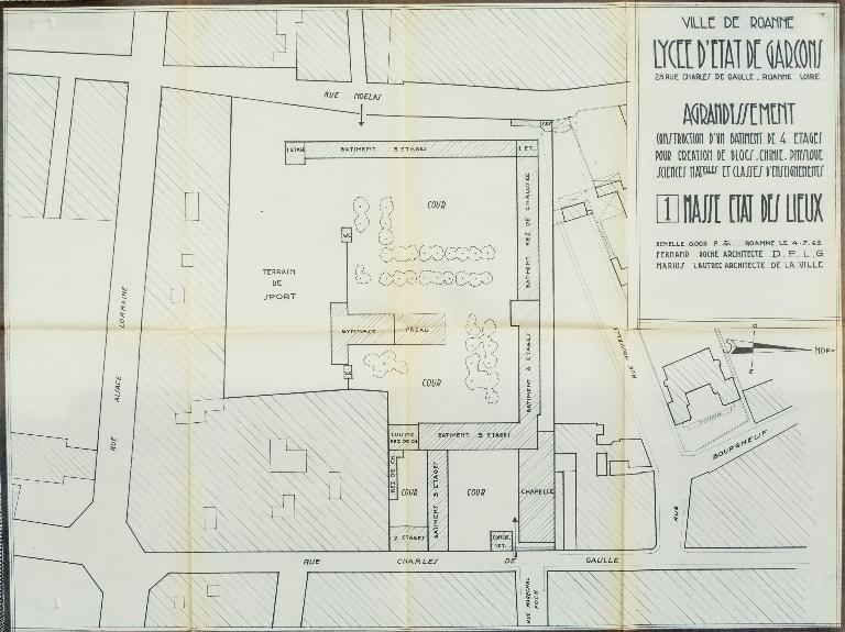 Manoir de Chènevoux, puis collège de jésuites, puis école centrale, puis lycée de garçons, actuellement lycée d'enseignement secondaire Jean-Puy