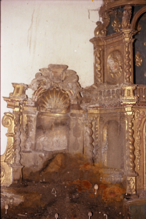 Ensemble du maître-autel : autel tombeau, gradins d'autel, tabernacle à ailes et dais d'exposition