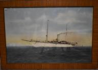 Peinture - Bateau à vapeur en mer (S.Y. Mekong ?)