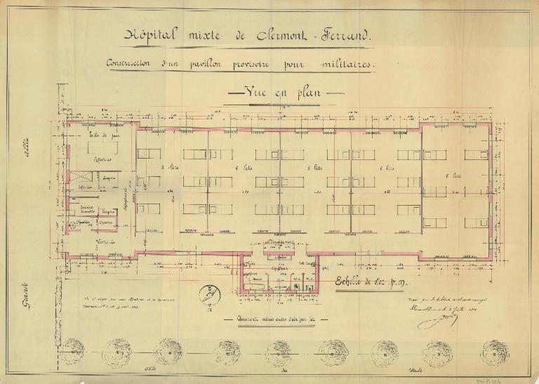 Hôtel-Dieu de Clermont-Ferrand : le pavillon des militaires et l'hôpital pour enfants