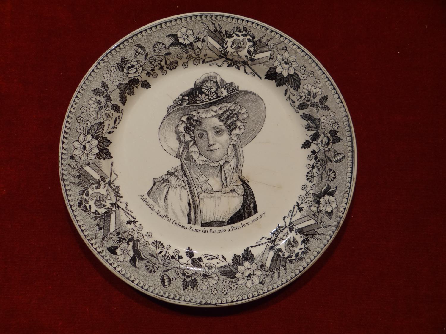 assiette : portrait d'Adélaïde d'Orléans n°1