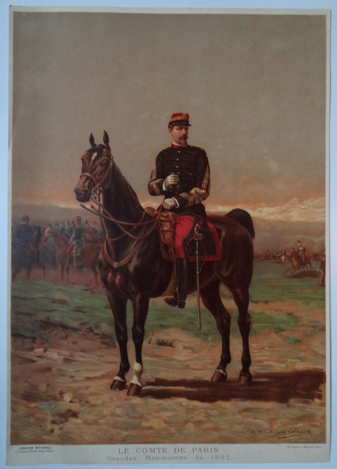 Chromolithographie - " Le comte de Paris, Grandes Manoeuvres de 1882 ", n° 1