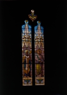 Ensemble de 3 verrières à personnages (baies n°3, 4, 5) : saint Claude, saint Joseph, l'Immaculée Conception, sainte Philomène, saint Pierre