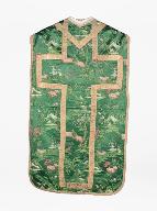 chasuble, étole, manipule, bourse de corporal : ornement vert, morceau de tissu