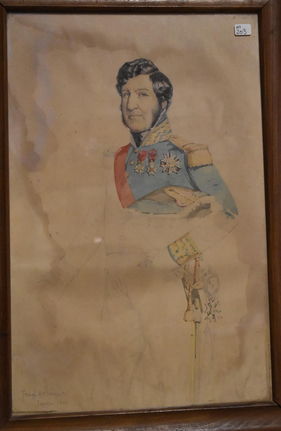 Dessin de Joaquin Dominguez Bécquer - Étude pour un portrait de Louis-Philippe Ier