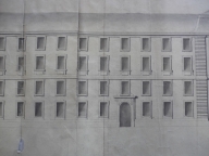 Elévation de la façade côté Rhône, s.d. (détail du centre côté gauche). Plan AC Lyon. Fonds des HCL ; 2NP668
