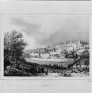 estampe : rives de la Saône, Trévoux