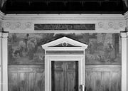 série de 3 peintures monumentales : Arloing, enseignant et chercheur ; cour de ferme