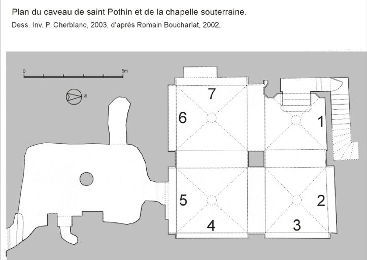 Revêtement de sol du décor d'architecture de la chapelle souterraine dite caveau de saint Pothin