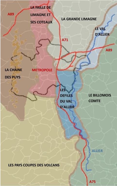 Carte des entités paysagères concernant la métropole