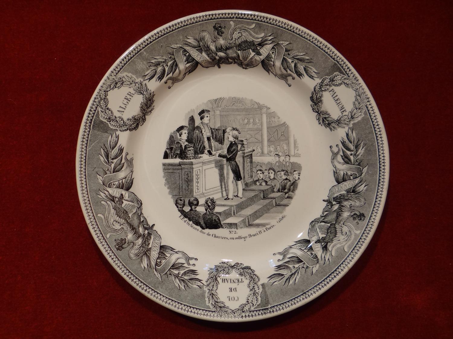 Assiette historiée Creil-Montereau - La vie de Ferdinand-Philippe duc d'Orléans, N° 2