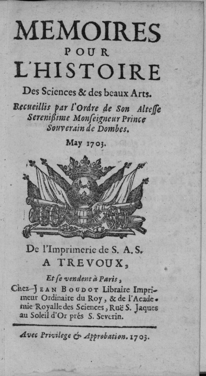 livres (761) : mémoires pour l'histoire des sciences et des beaux-arts, mémoires de Trévoux