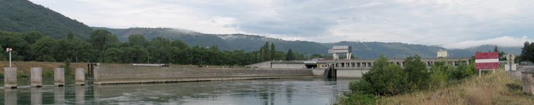 Centrale hydroélectrique de Gervans, écluse, pont routier