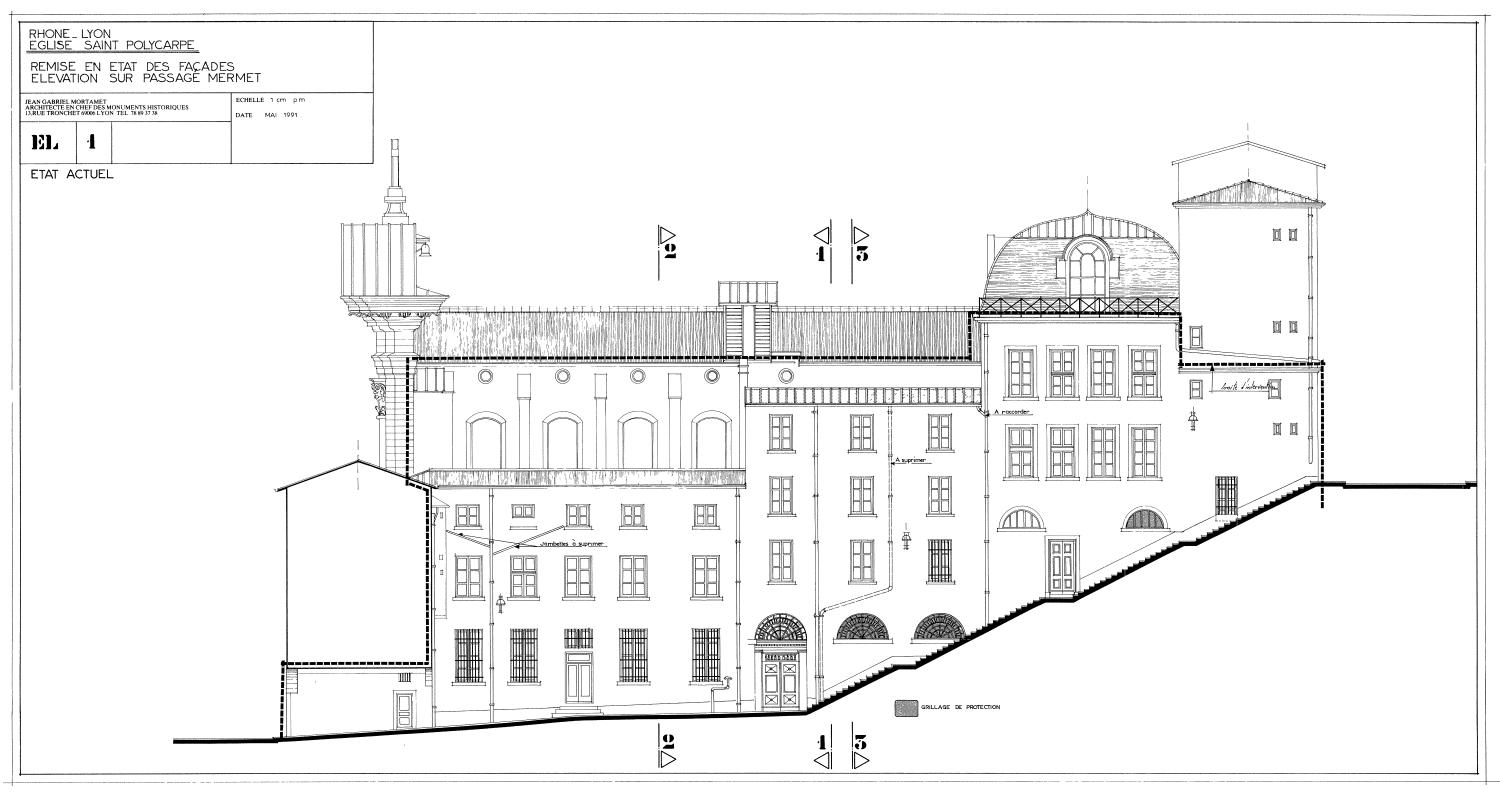 Elévation du passage Mermet, Jean Gabriel Mortamet (architecte en chef des monuments historiques), 1991