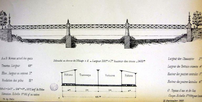 Pont Morand, puis pont du Bâtiment, puis pont Morand (détruit) ; culée (vestiges)