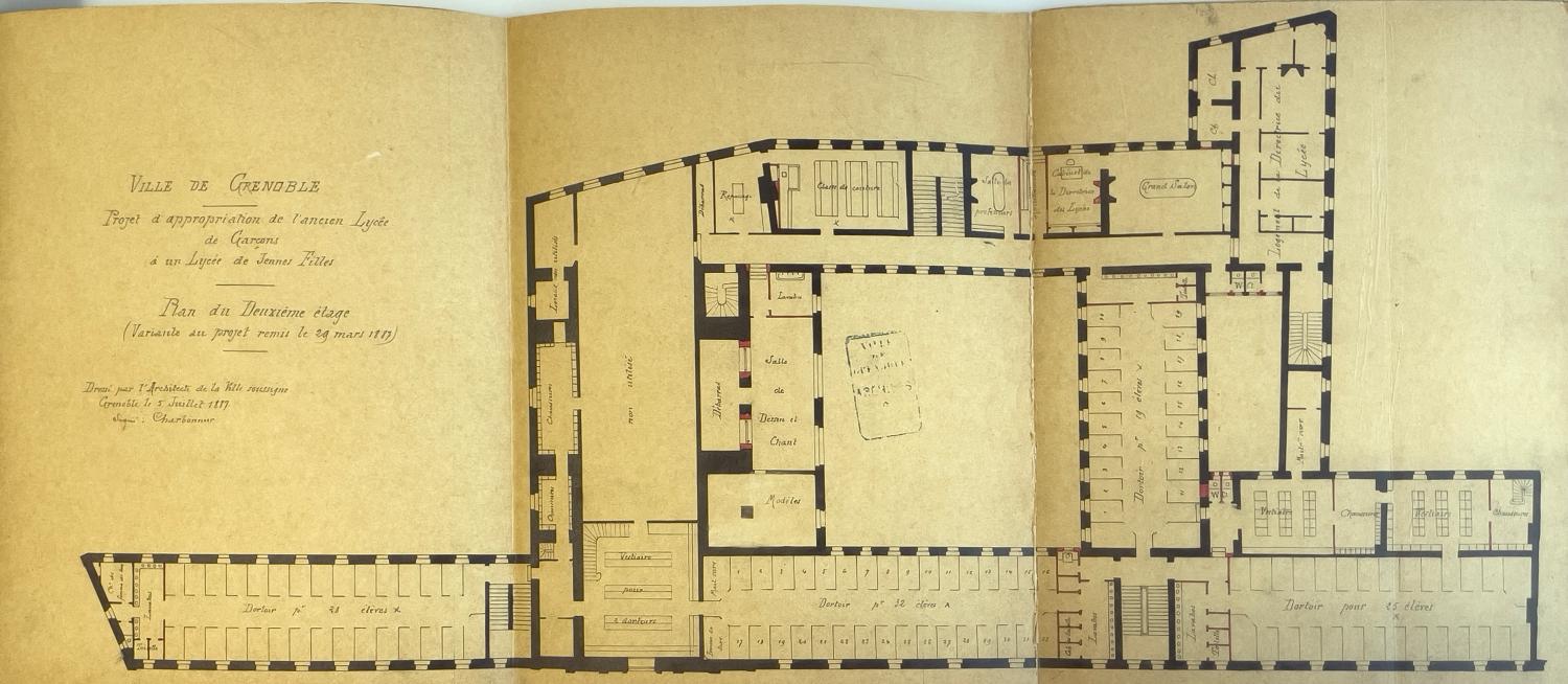 Collège de jésuites, dit Royal-Dauphin, puis école centrale, lycée, collège royal, lycée de garçons puis lycée de jeunes filles, actuellement cité scolaire Stendhal