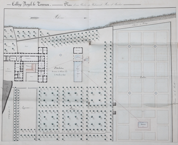 Plan d'une partie des bâtiments et jardins du collège royal de Tournon