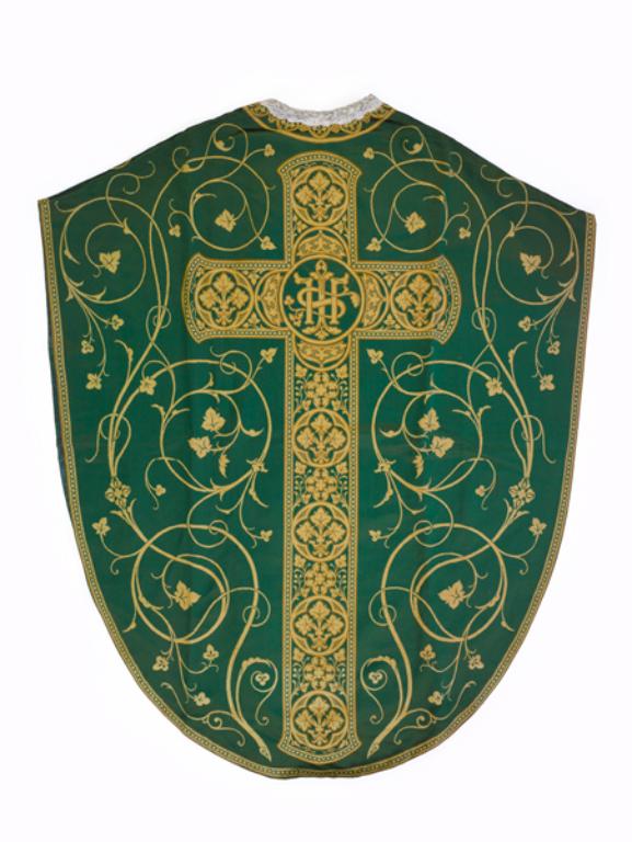 Ensemble de 2 chasubles, deux étoles, deux bourses de corporal : ornement vert n°2