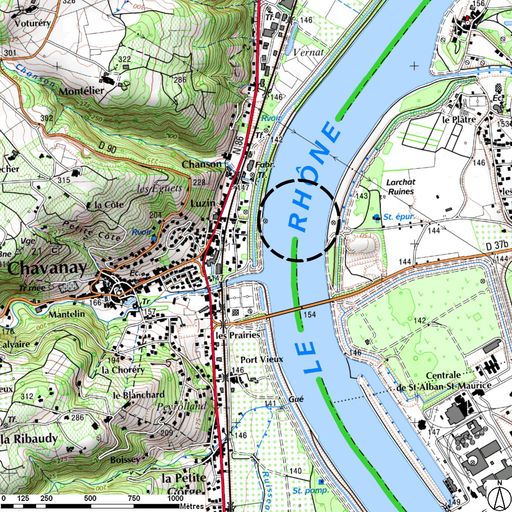 Pont de Chavanay (détruit) ; tête de pont (vestiges)