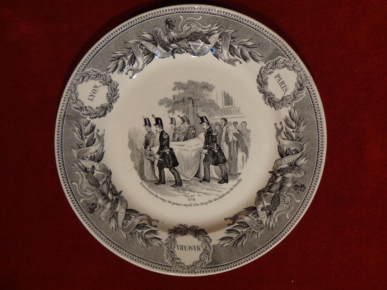 Assiette historiée Creil-Montereau - La vie de Ferdinand-Philippe duc d'Orléans, N° 9