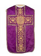 chasuble, étole, manipule, voile de calice, bourse de corporal : ornement violet n°1