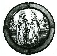 Verrière (rondel) : la Visitation, verrière figurée
