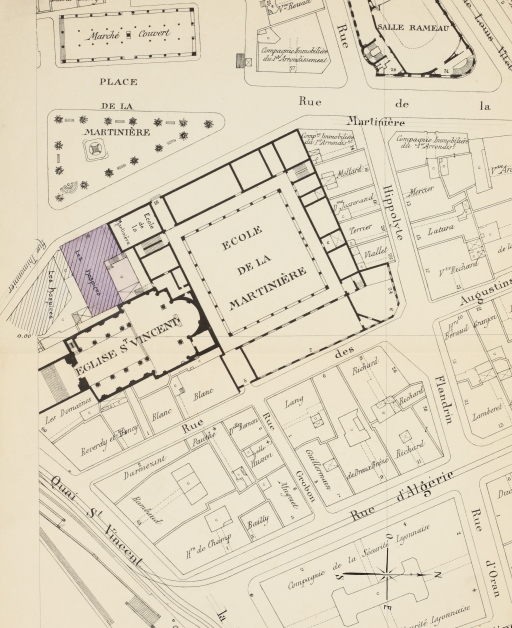 Couvent des augustins, puis gendarmerie, puis école professionnelle La Martinière, actuellement lycée La Martinière-Diderot, site des Terreaux