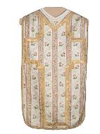 chasuble ; étole, manipule, voile de calice, bourse de corporal : ornement blanc n°1