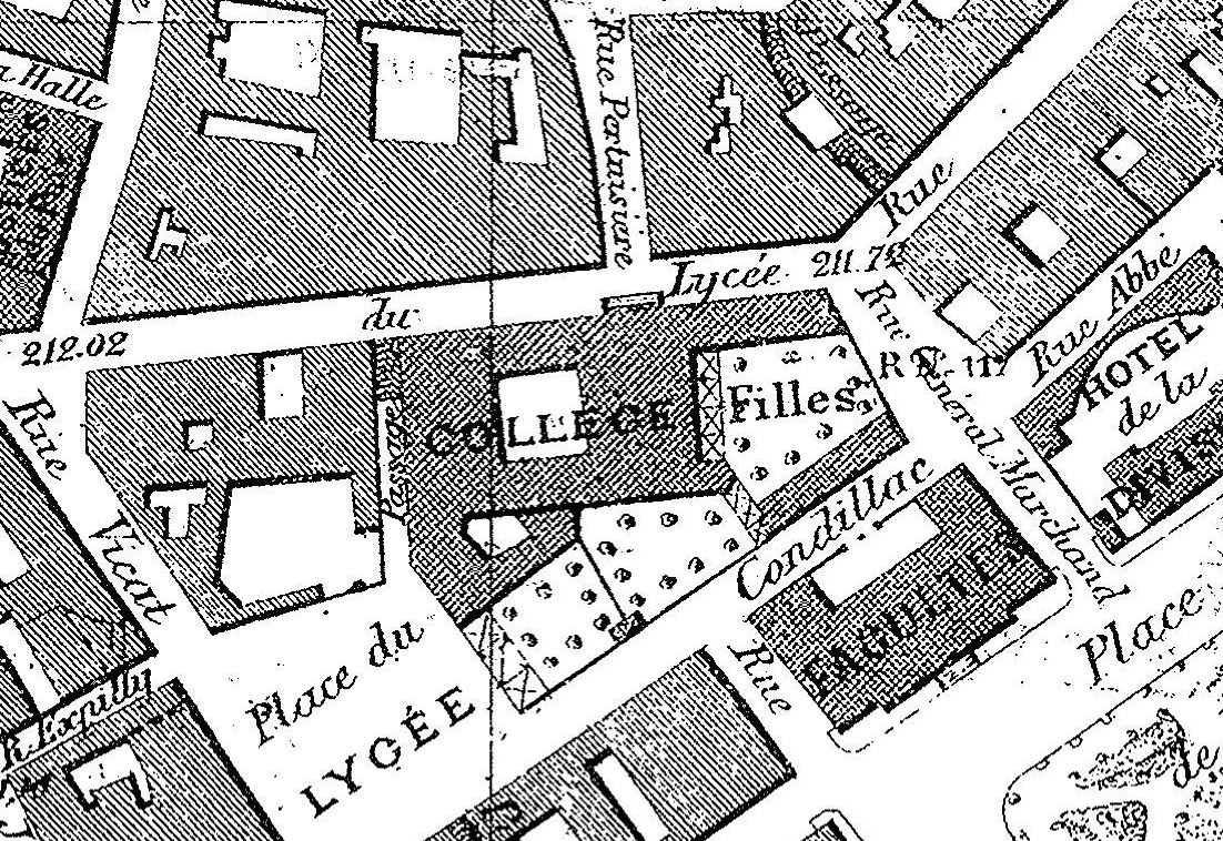 Collège de jésuites, dit Royal-Dauphin, puis école centrale, lycée, collège royal, lycée de garçons puis lycée de jeunes filles, actuellement cité scolaire Stendhal