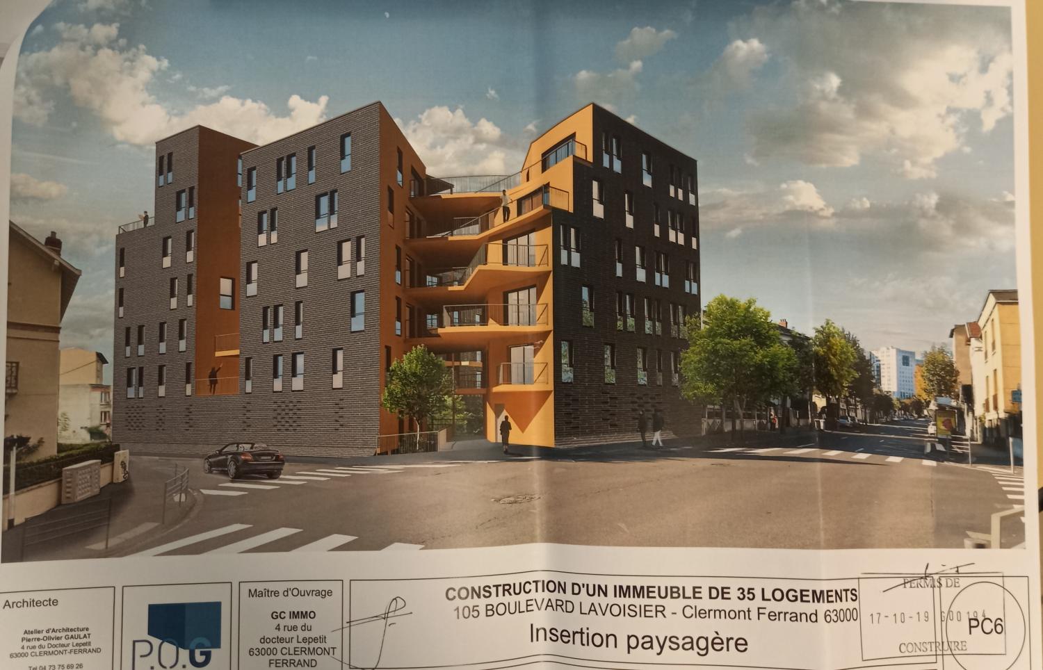 Dessin de l'élévation principale de la résidence "L'Inspiration" (Maître d'ouvrage CG Immo et Pierre-Olivier Gaulat architecte)